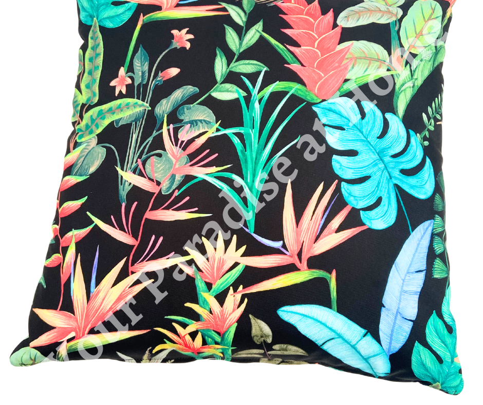 Bird of Paradise Outdoor Cushion Cover -Noir