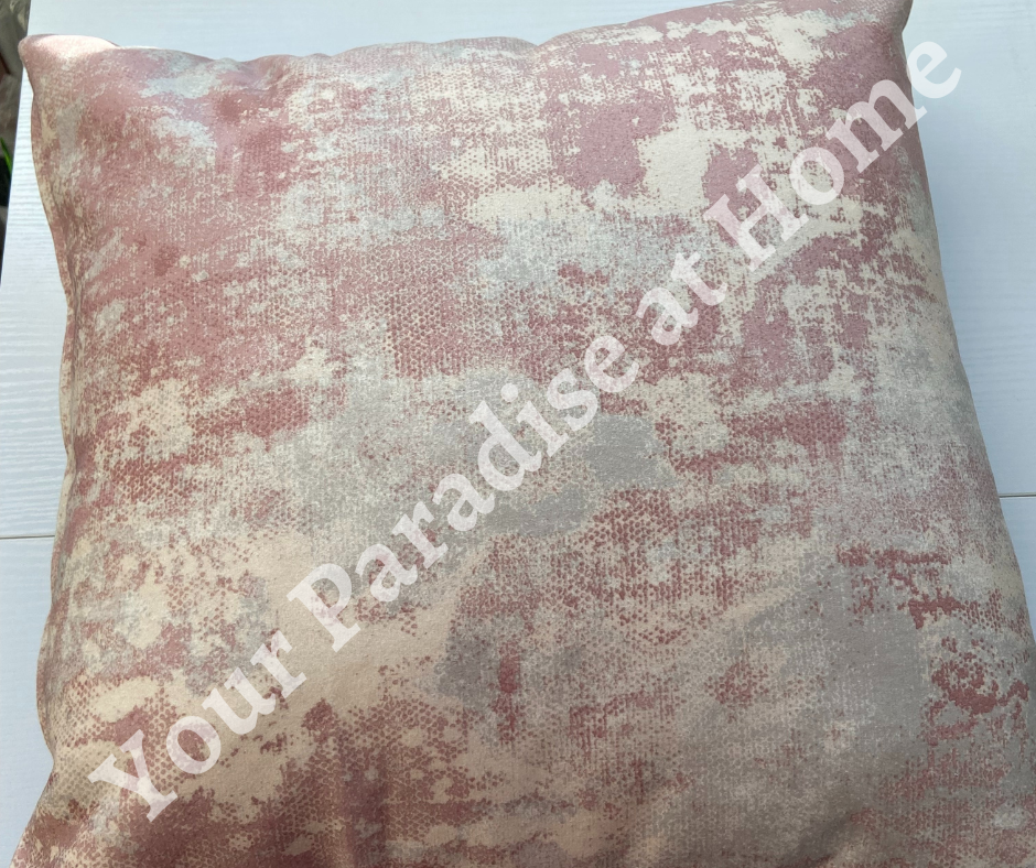 Blush Pink Velvet and Palm Leaves Cushion Cover