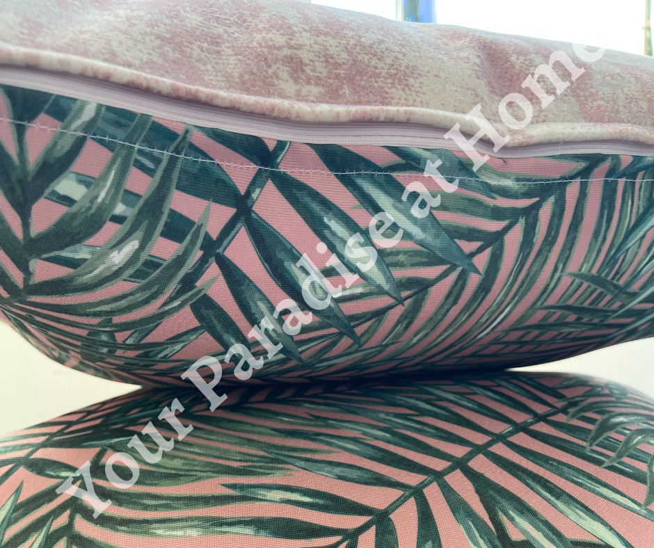 Blush Pink Velvet and Palm Leaves Cushion Cover