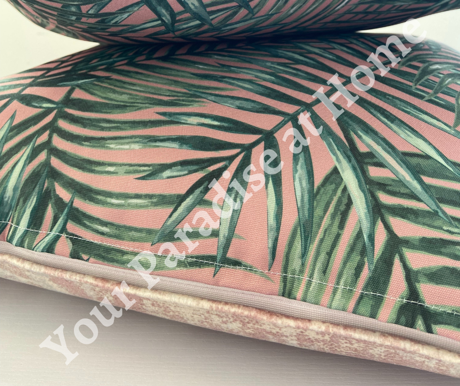 Blush Pink Velvet and Palm Leaves Cushion Cover