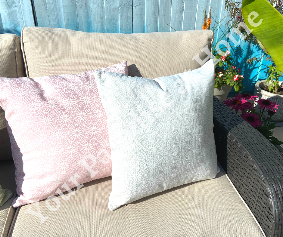 Pink Pastel Flowers Outdoor Cushion Cover