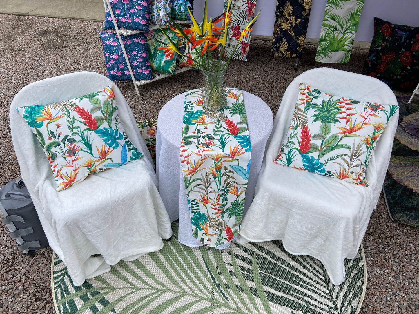 White Heliconia Table Runner