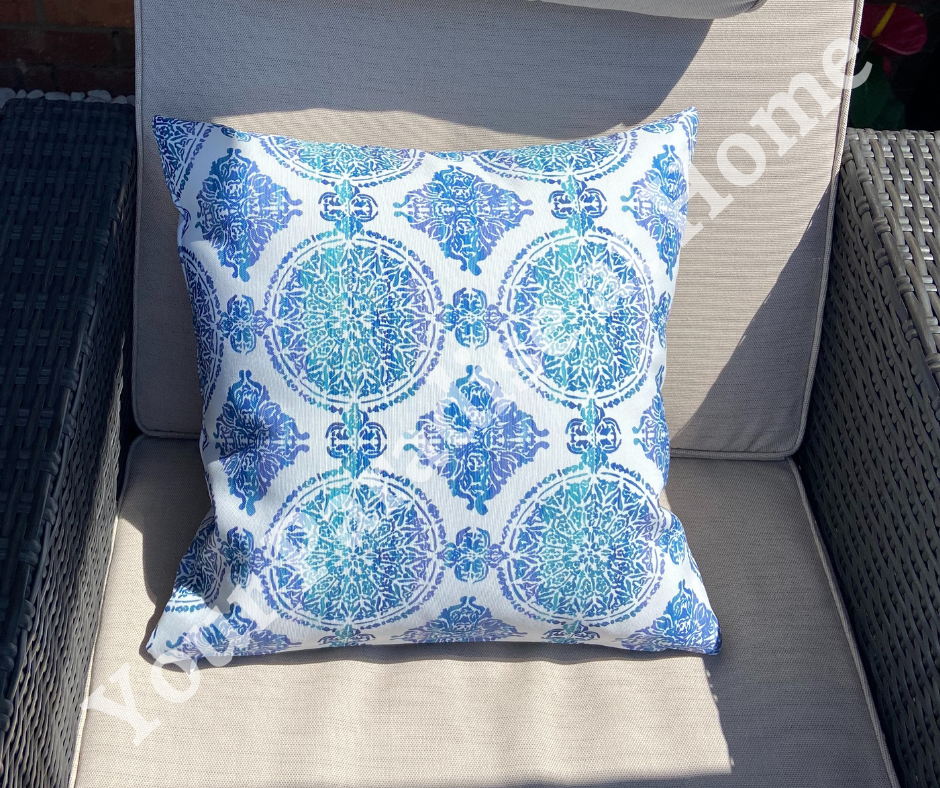 Ocean Blue Ornaments Outdoor Cushion Cover