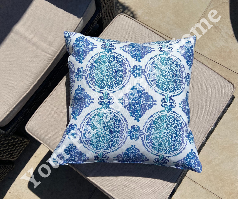 Ocean Blue Ornaments Outdoor Cushion Cover