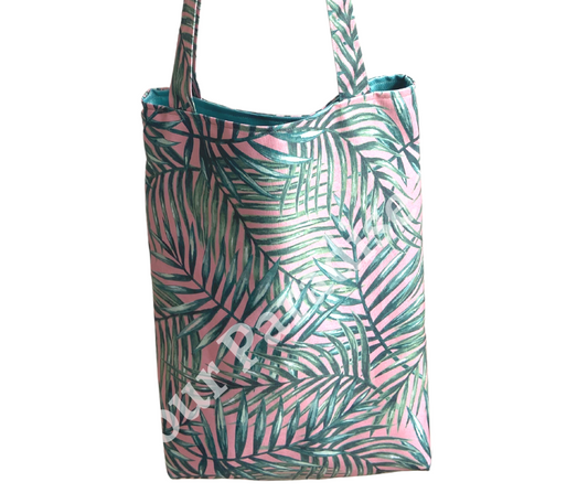 Palm Leaves on Blush Pink Tote Bag