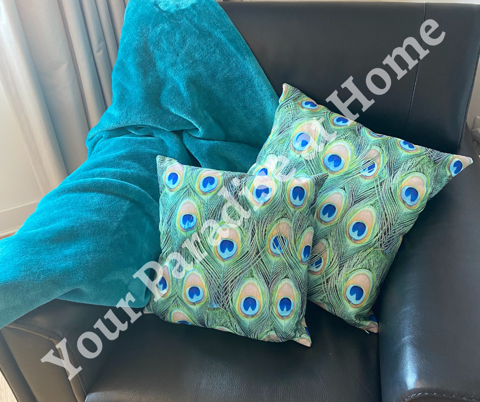 Peacock Feathers Velvet Cushion Cover