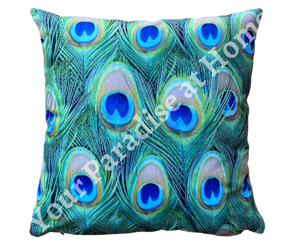 Peacock Feathers Velvet Cushion Cover