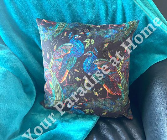 Peacocks Velvet Cushion