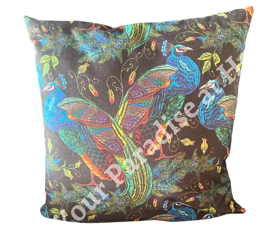 Peacocks Velvet Cushion Cover