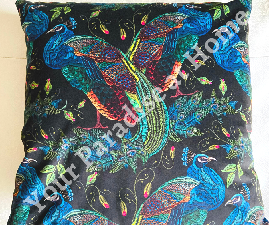 Peacocks Velvet Cushion Cover