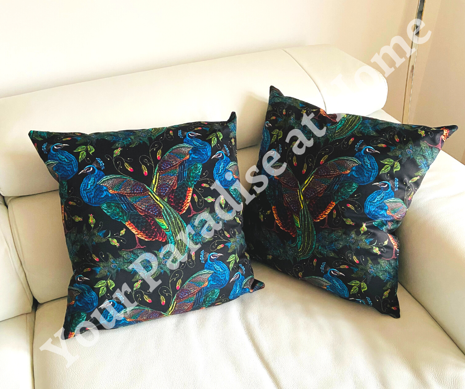 Peacocks Velvet Cushion Cover