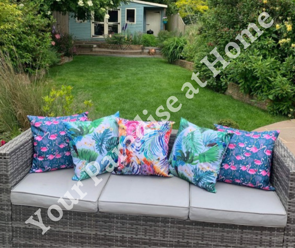 Rainbow zebras outdoor cushion for your garden. Weatherproof fabric is water resistant and UV resistant. Cushion covers are zipped and washable