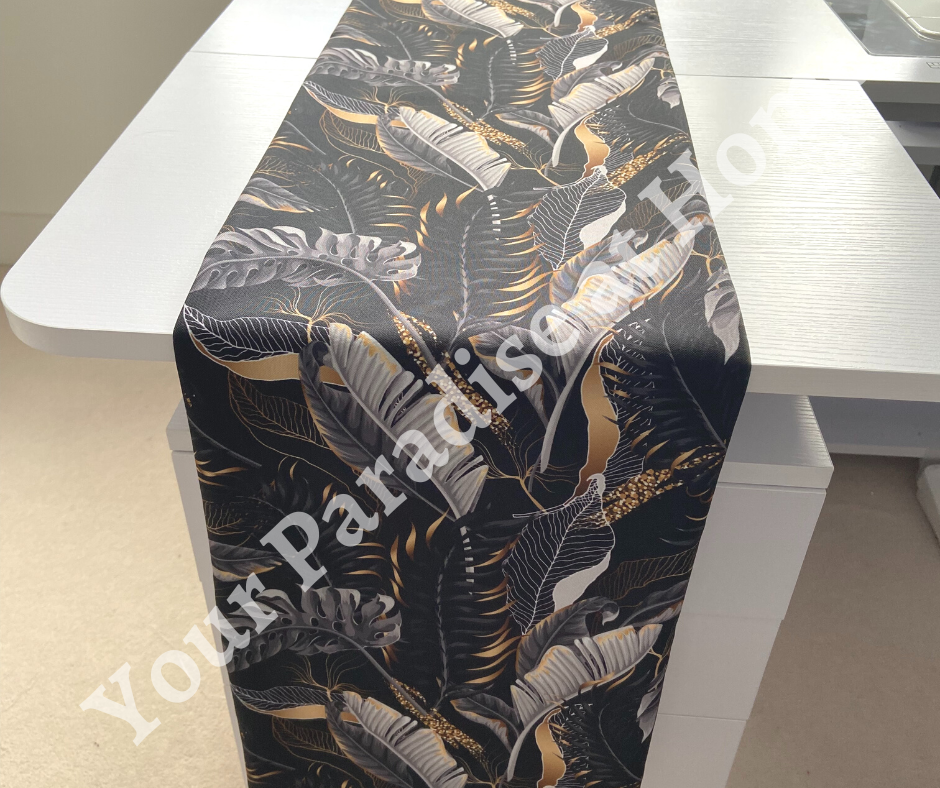 Black & Gold Exotic Jungle Table Runner