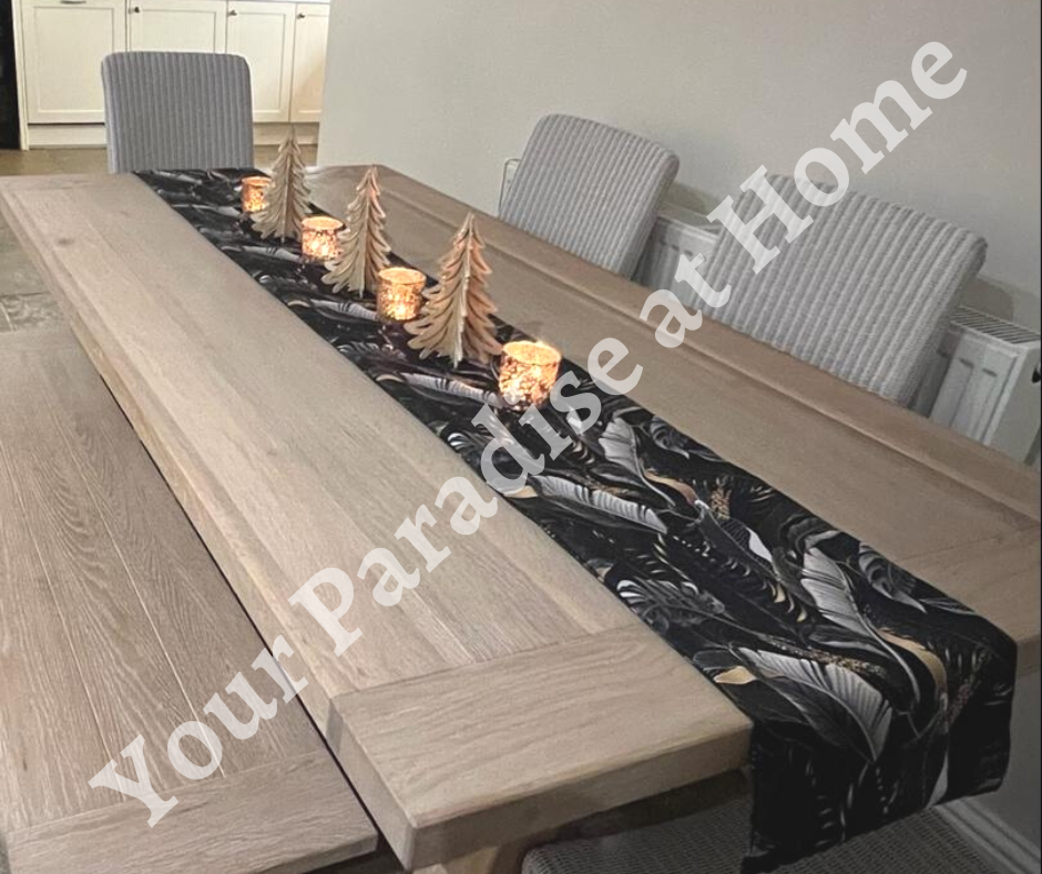 Black & Gold Exotic Jungle Table Runner