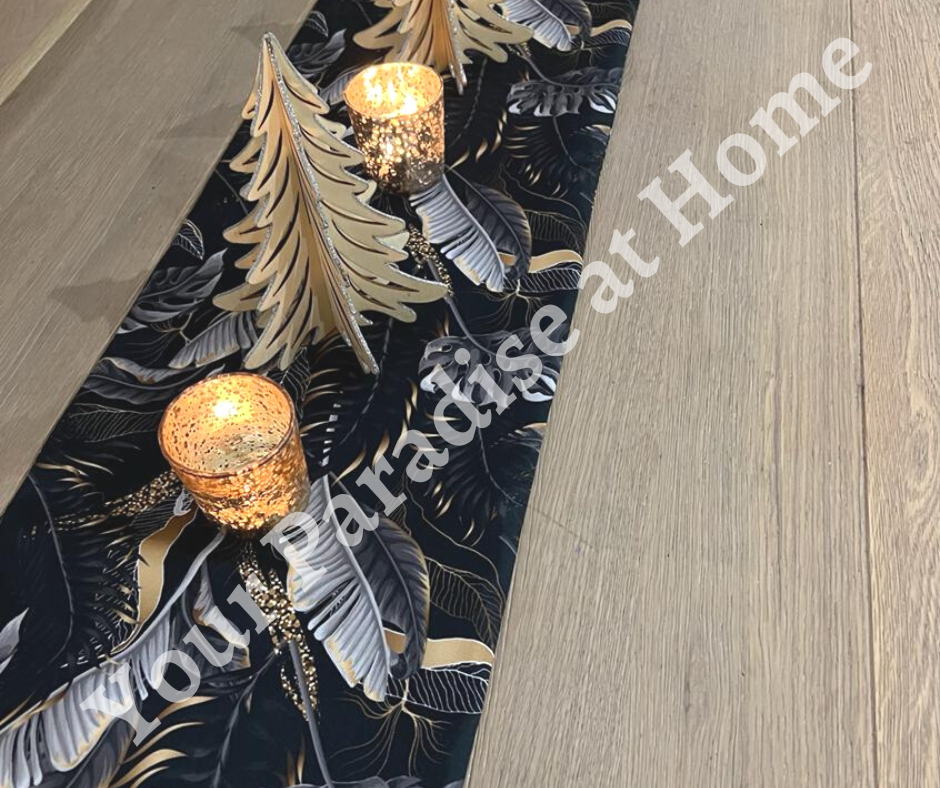 Black & Gold Exotic Jungle Table Runner