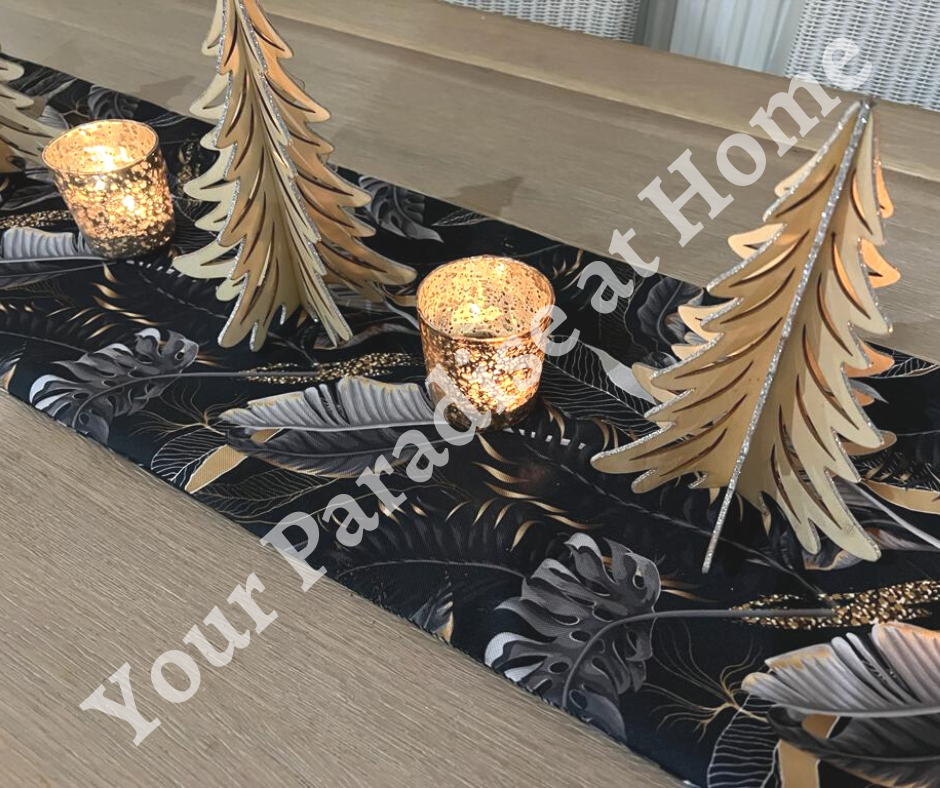 Black & Gold Exotic Jungle Table Runner