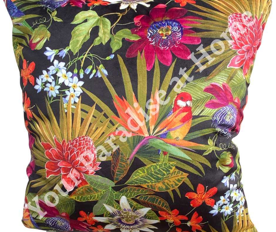 Tropical Flowers Velvet Cushion Cover
