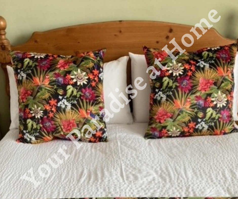 Tropical Flowers Velvet Cushion Cover