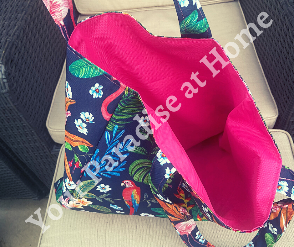 Tropical Island Tote Bag with zipped inside pocket