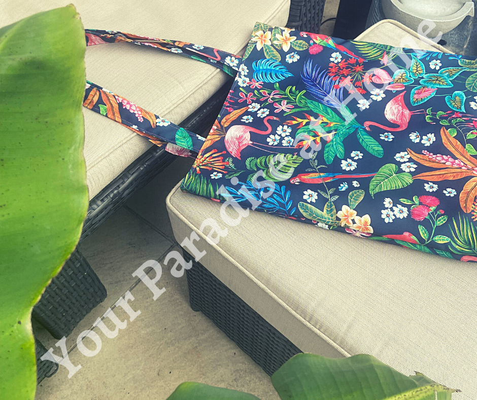 Tropical Island Tote Bag with zipped inside pocket