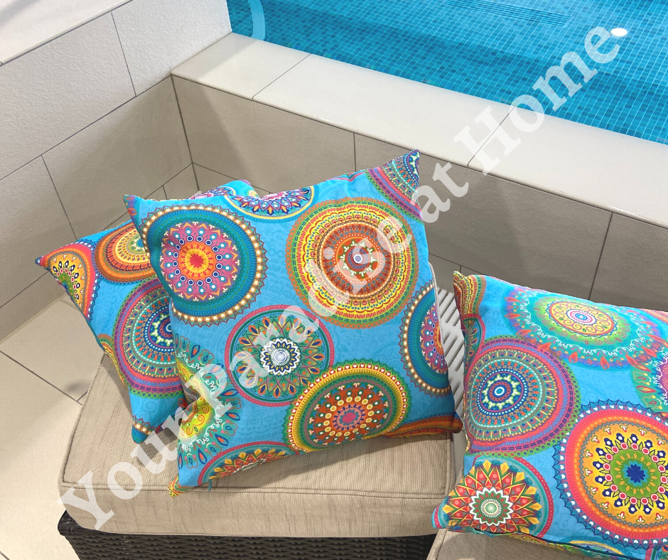 Turquoise Mandalas Outdoor Cushion Cover