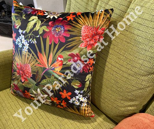 Tropical Flowers Velvet Cushion