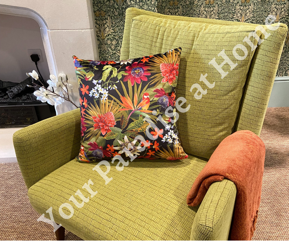 Tropical Flowers Velvet Cushion Cover