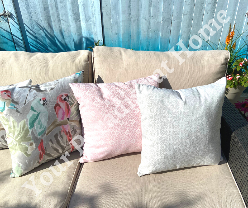 Grey Pastel Flowers Outdoor Cushion Cover