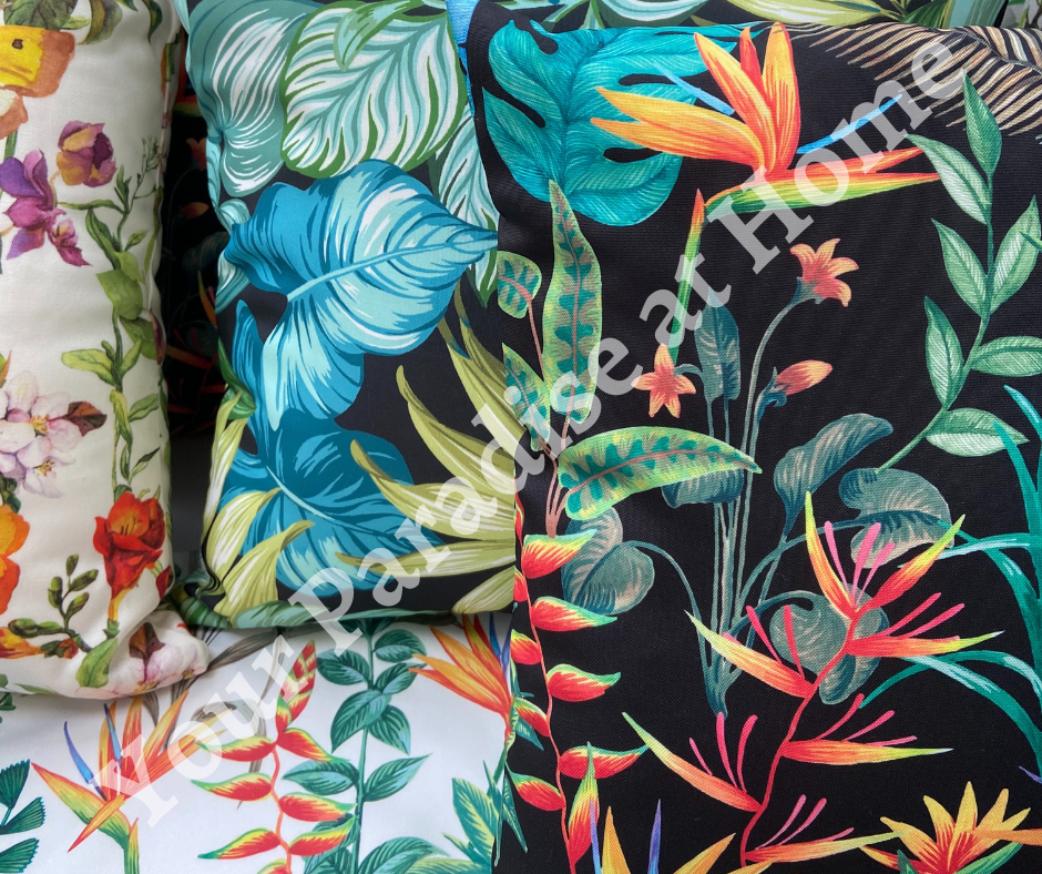 Bird of Paradise Outdoor Cushion Cover -Noir