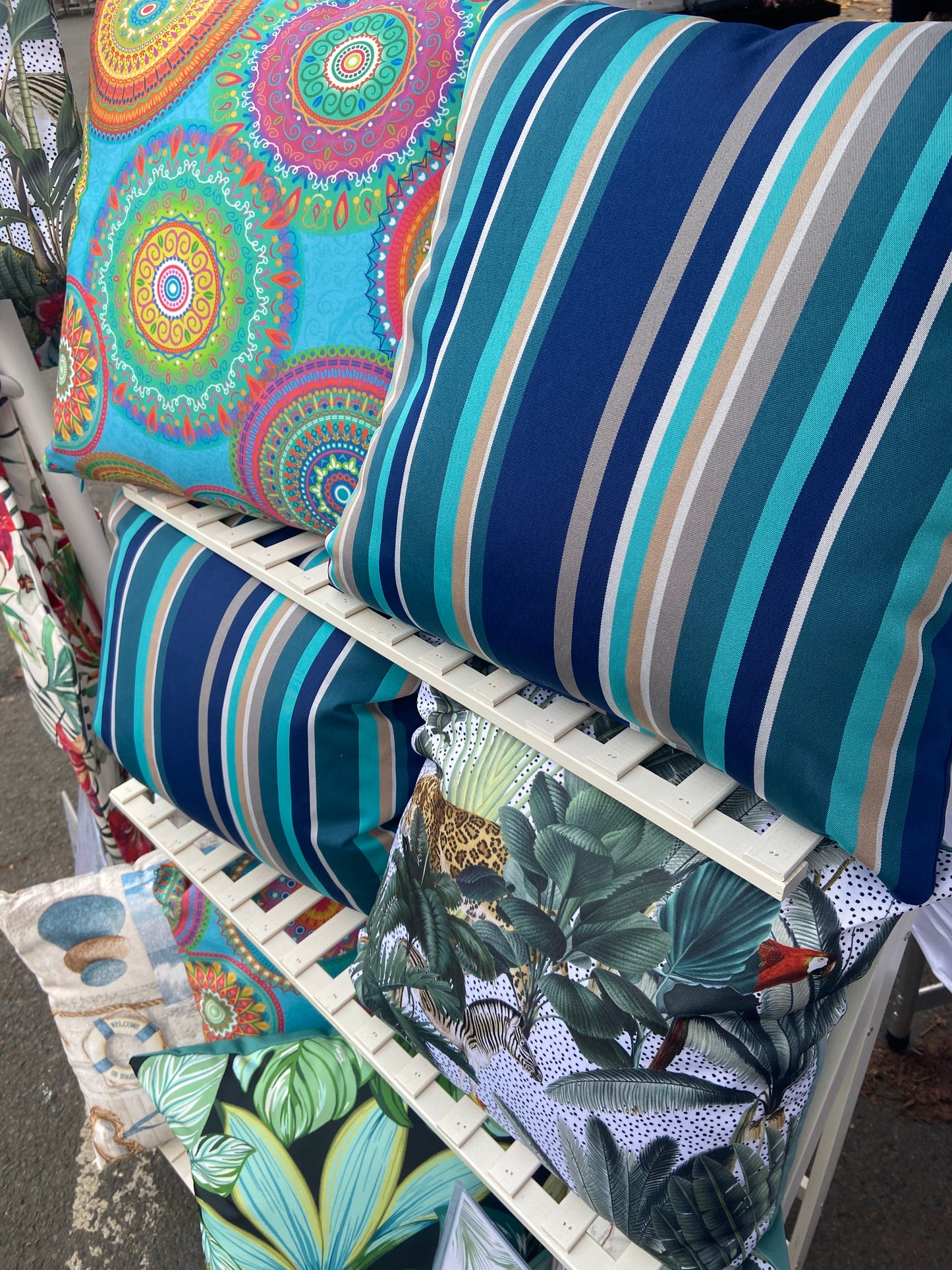 Beach Blue Stripes Cushion Cover