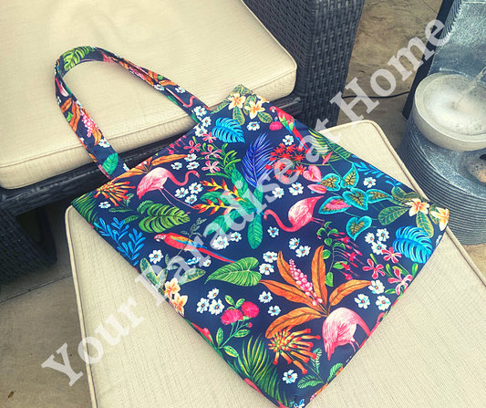 Tropical Island Tote Bag with zipped inside pocket